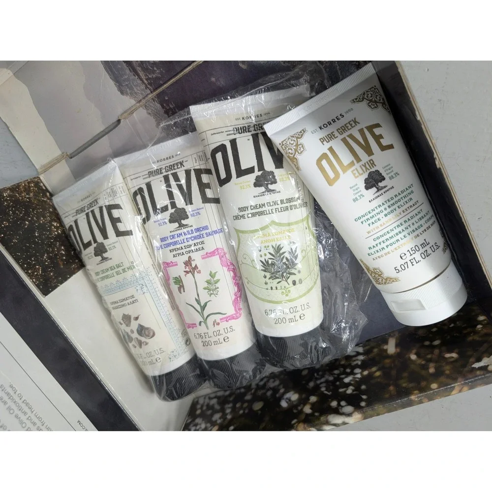 Korres Pure Greek Olive Body Cream Set 4 Piece Skincare 6.76 FL. OZ. 200 mL